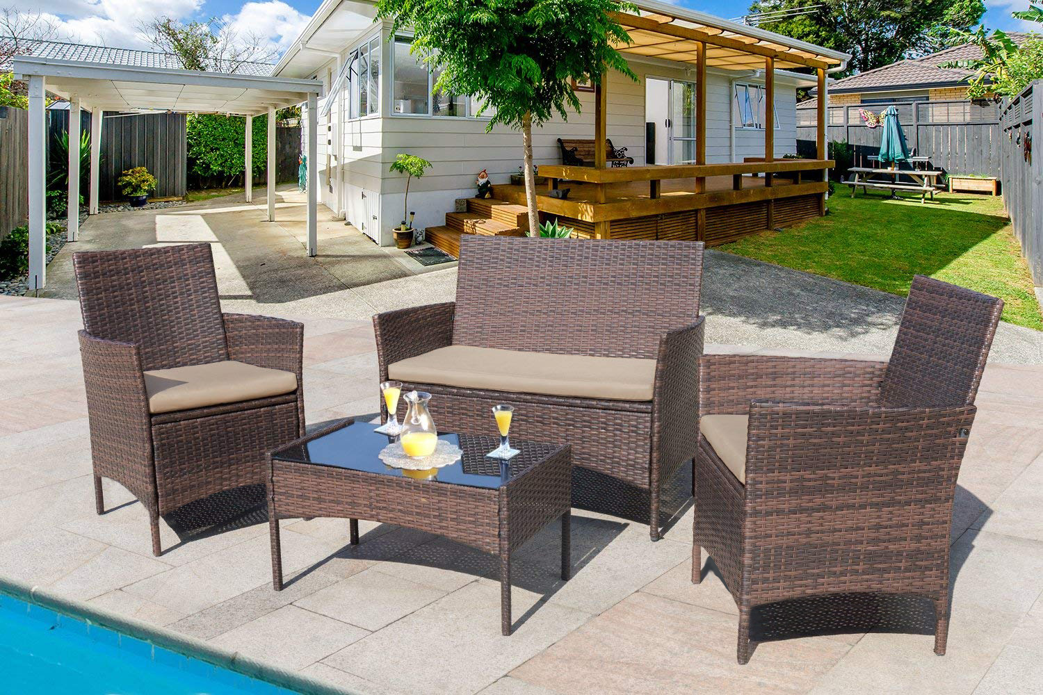 4 Pcs Rattan Set | CosmoBuy